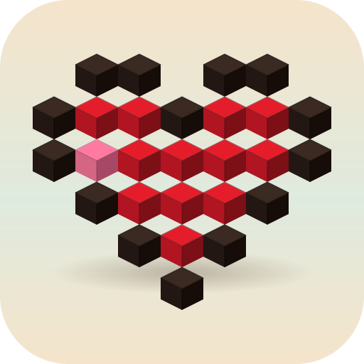 Cubelets app icon — a voxel heart built from cubes